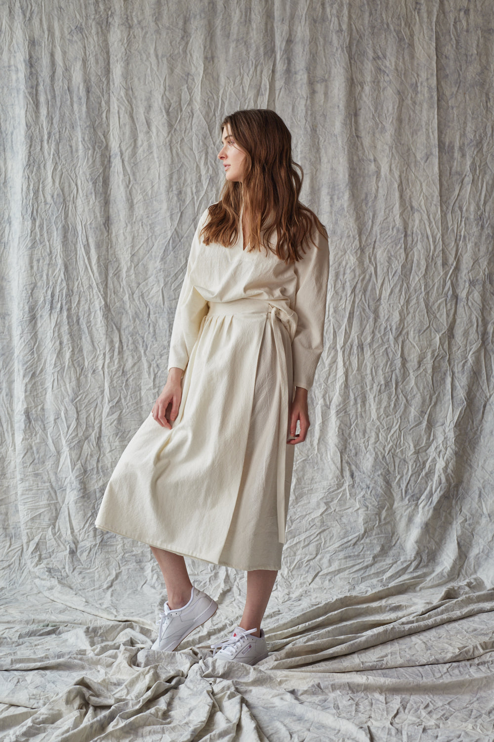 Pleated Wrap Skirt - Parchment