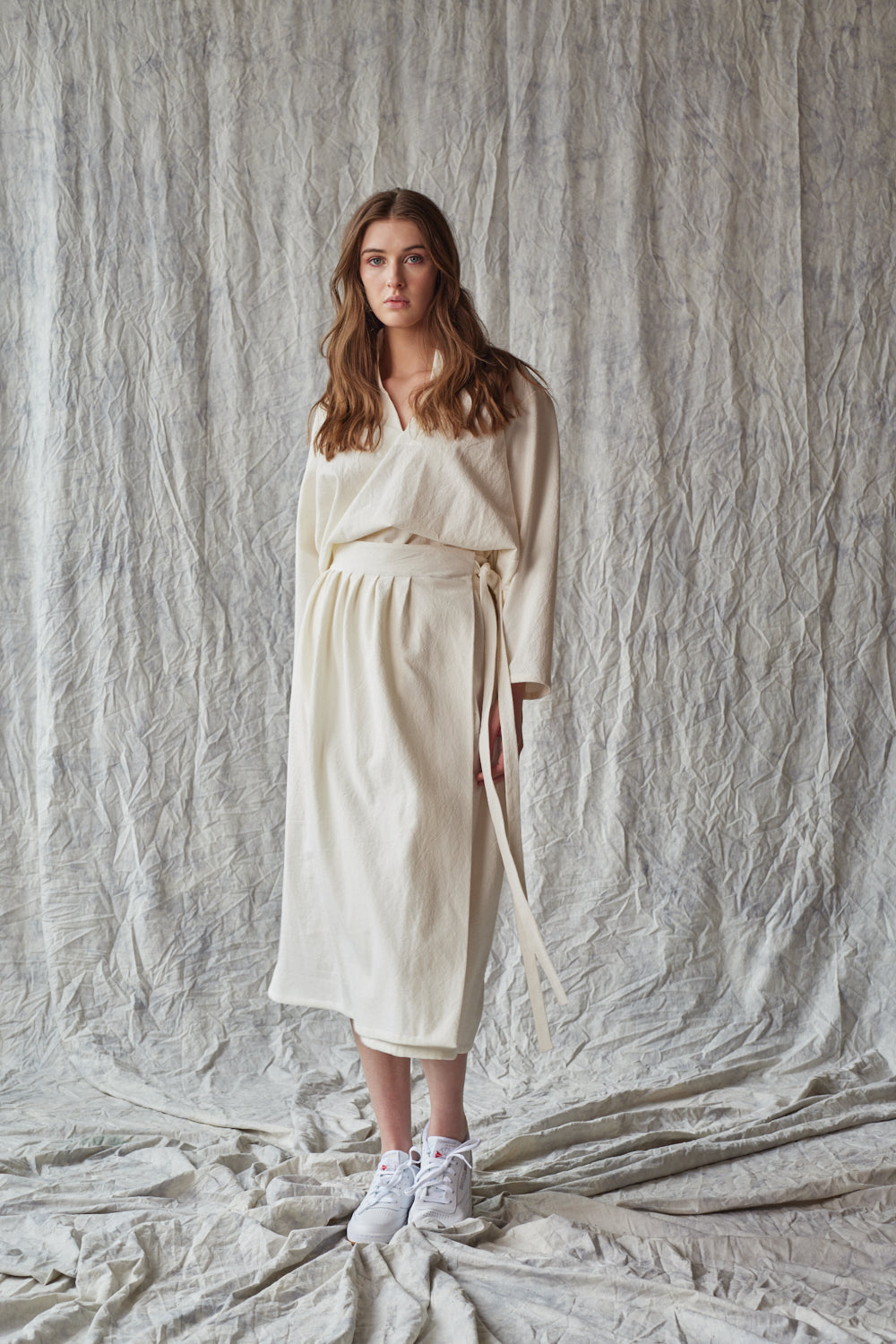 Pleated Wrap Skirt - Parchment