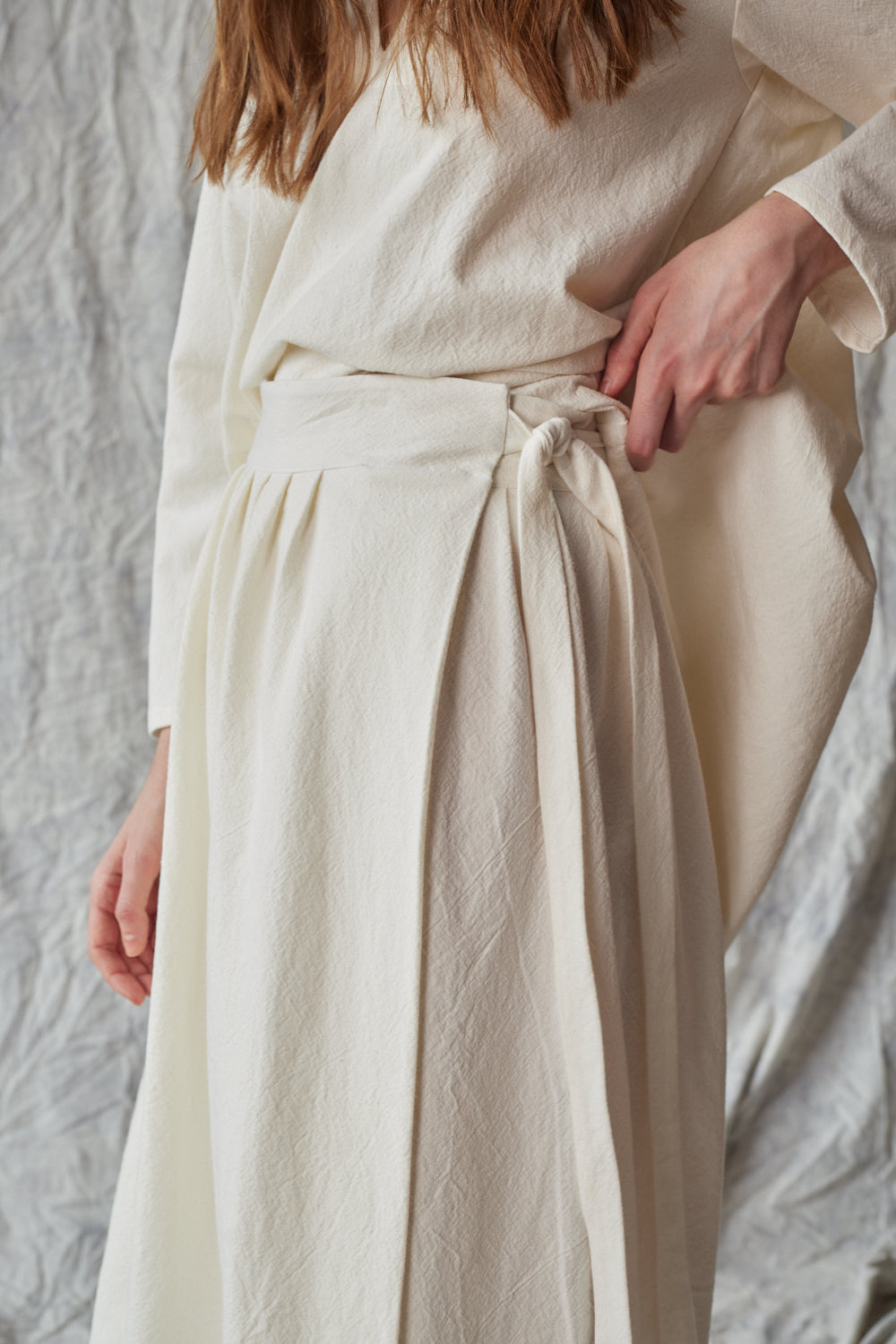 Pleated Wrap Skirt - Parchment