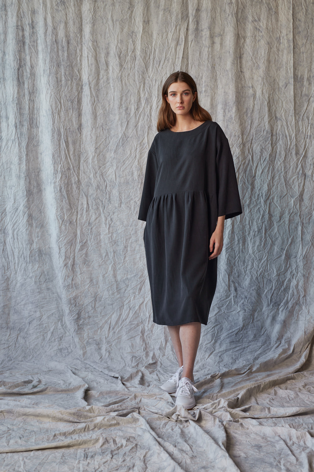 Foldover Dress - Muted Black