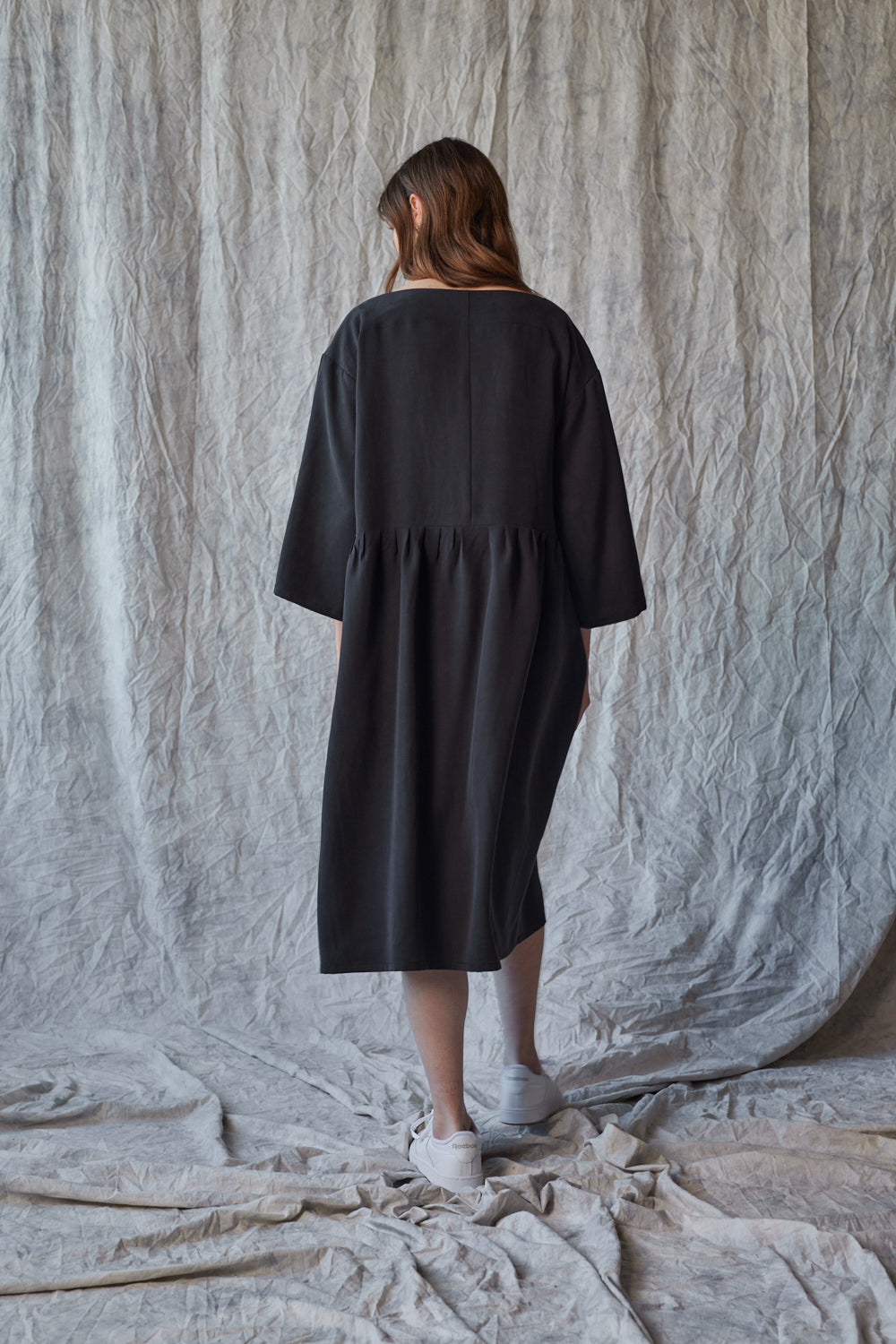 Foldover Dress - Muted Black