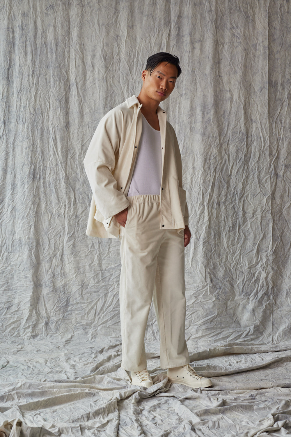 Column Pant - Ivory Velvet