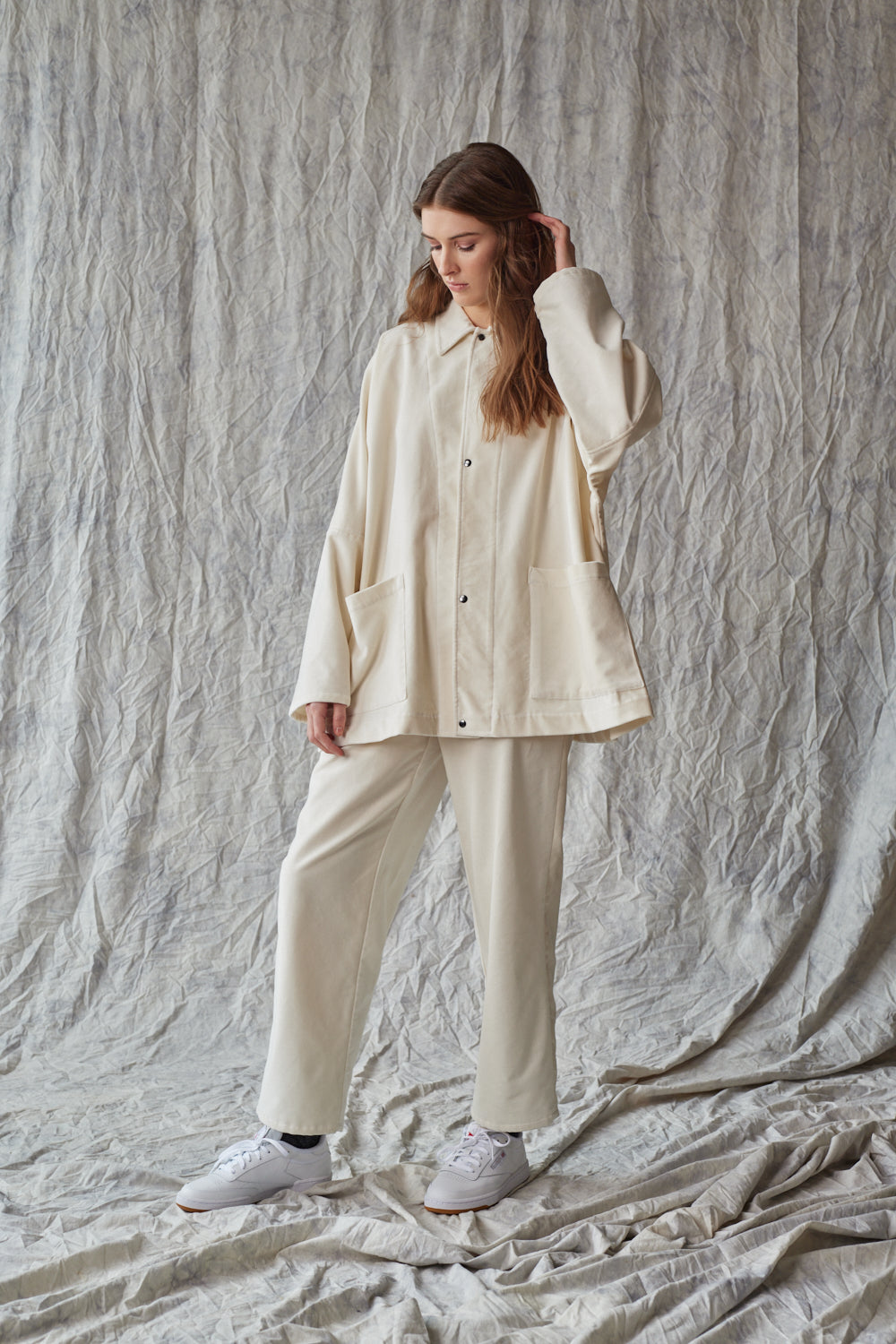 Column Pant - Ivory Velvet