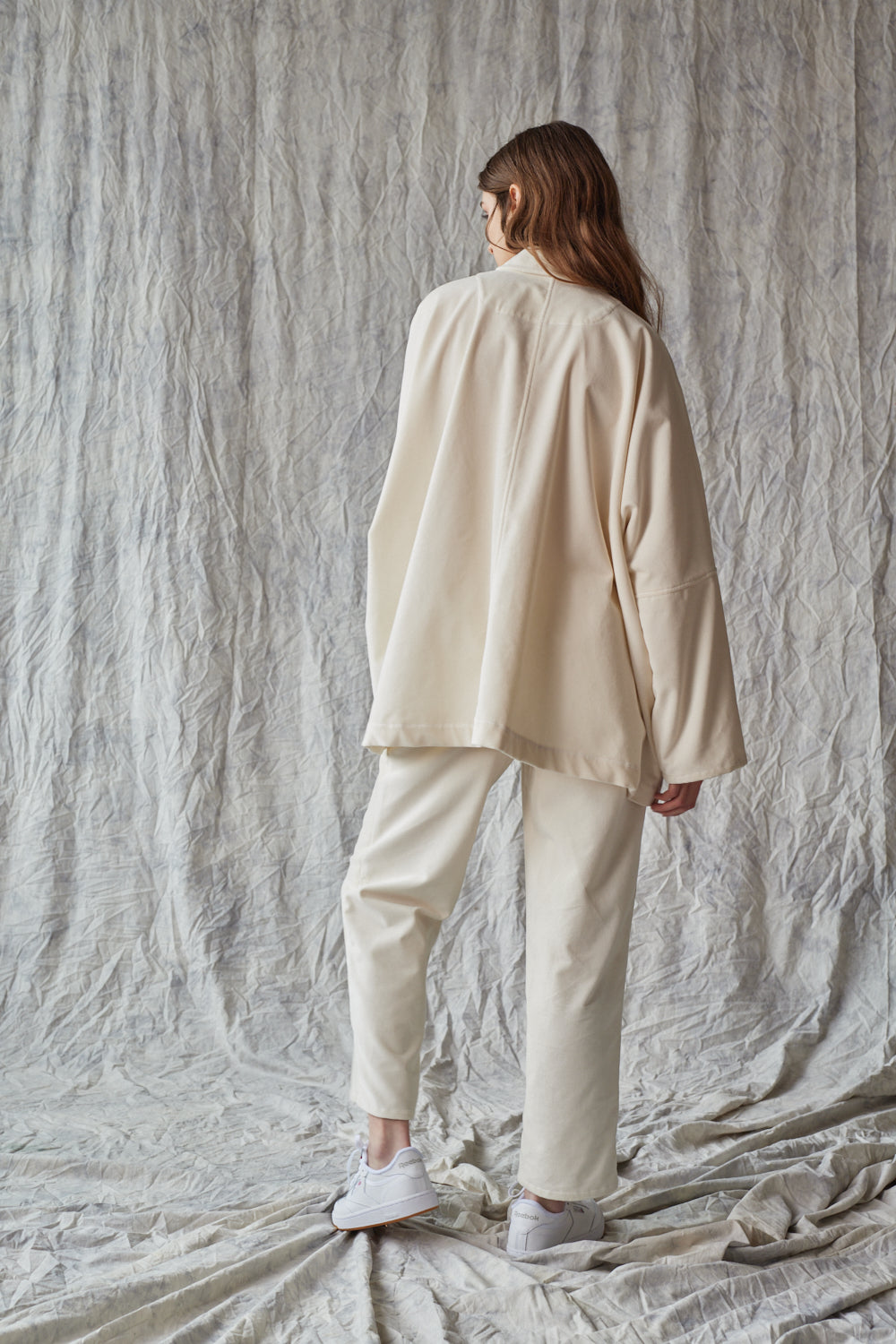 Oversized Shirt Jacket - Ivory Velvet