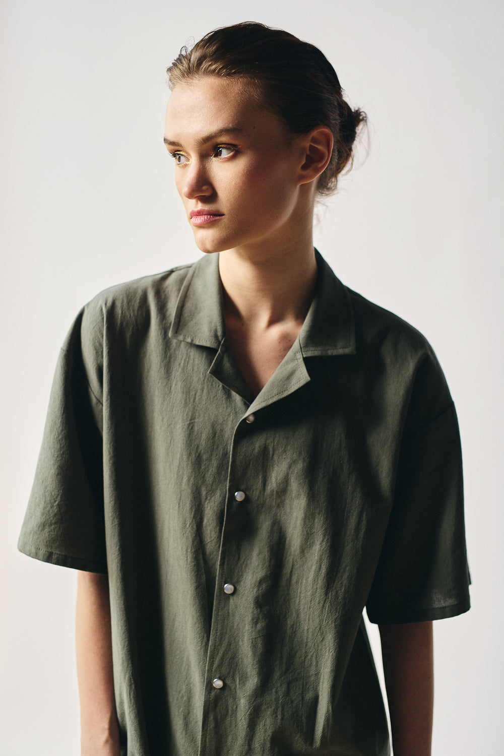Gender-neutral Camp Collar Shirt - Sage – Devlyn van Loon